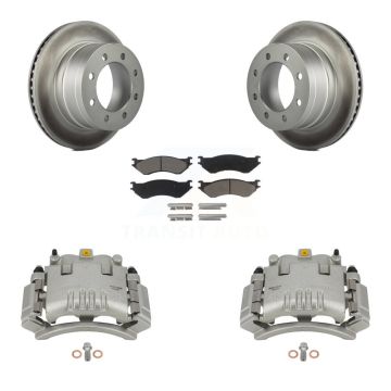 Rear Disc Brake Caliper Coated Rotors And Ceramic Pads Kit For Dodge Ram 3500 2500 1500 KCG-100090C