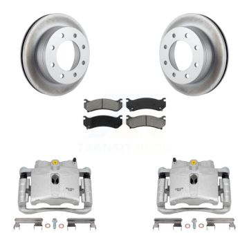 Rear Brake Caliper Coat Rotors Semi-Metallic Pad Kit For Chevrolet GMC Sierra 2500 HD H2 KCG-100090S