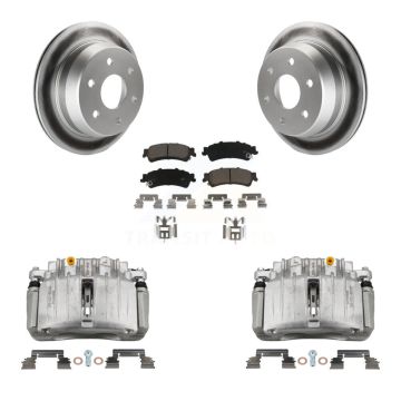 Rear Brake Caliper Coat Rotor & Ceramic Pad Kit For Chevrolet Silverado 1500 Classic GMC KCG-100091C