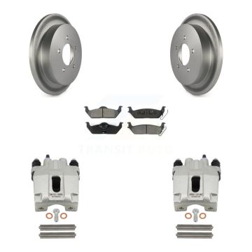 Rear Disc Brake Caliper Coated Rotors And Semi-Metallic Pads Kit For Ford F-150 KCG-100093S