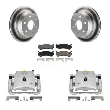 Rear Brake Caliper Coat Rotor & Ceramic Pad Kit For Chevrolet Silverado 2500 HD Suburban KCG-100096C