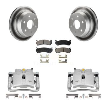 Rear Brake Caliper Coat Rotors Semi-Metallic Pad Kit For Chevrolet Silverado 2500 HD GMC KCG-100096P