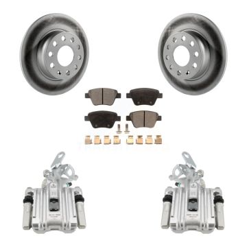 Rear Disc Brake Caliper Coat Rotors And Ceramic Pad Kit For Volkswagen Jetta Beetle Golf KCG-100096T