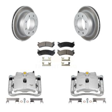 Rear Brake Caliper Coat Rotors Semi-Metallic Pad Kit For GMC Chevrolet Sierra 2500 HD XL KCG-100097P