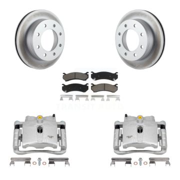 Rear Brake Caliper Coat Rotor Ceramic Pad Kit For Chevrolet GMC Sierra 2500 HD Silverado KCG-100098C