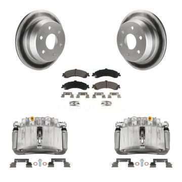 Rear Disc Brake Caliper Coat Rotors Ceramic Pad Kit For 2002 Chevrolet Suburban 1500 4WD KCG-100099C