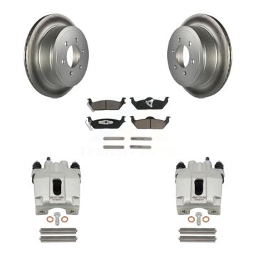 Rear Disc Brake Caliper Coated Rotors And Ceramic Pad Kit For Ford F-150 Lincoln Mark LT KCG-100101C