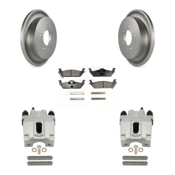 Rear Disc Brake Caliper Coated Rotors And Semi-Metallic Pads Kit For Ford F-150 KCG-100101P