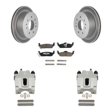 Rear Disc Brake Caliper Coated Rotors And Ceramic Pad Kit For Ford F-150 Lincoln Mark LT KCG-100102C