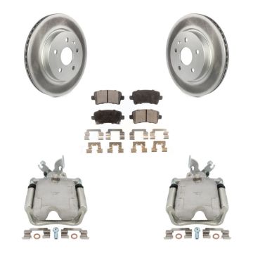 Rear Brake Caliper Coat Rotor Semi-Metallic Pad Kit For Chevrolet Impala Buick Regal XTS KCG-100108P