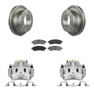 Rear Disc Brake Caliper Coated Rotors And Semi-Metallic Pads Kit For Ford Excursion KCG-100109S