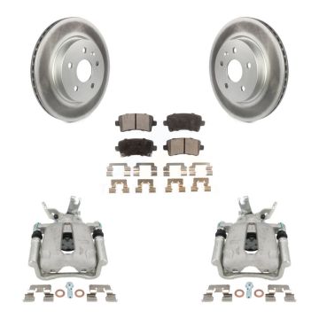 Rear Disc Brake Caliper Coat Rotors & Semi-Metallic Pad Kit For Chevrolet Malibu Limited KCG-100113P