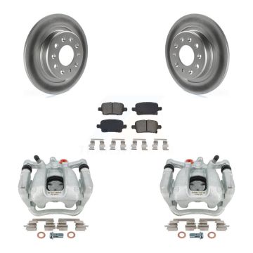 Rear Brake Caliper Coat Rotor & Semi-Metallic Pad Kit For Buick LaCrosse Regal Sportback KCG-100113S
