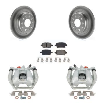 Rear Brake Caliper Coat Rotors & Semi-Metallic Pad Kit For Chevrolet Equinox GMC Terrain KCG-100114S