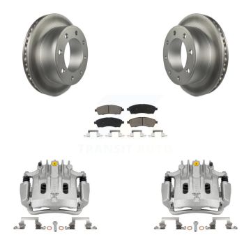 Rear Brake Caliper Coat Rotors Ceramic Pad Kit For Ford F-350 Super Duty F-250 Excursion KCG-100115C