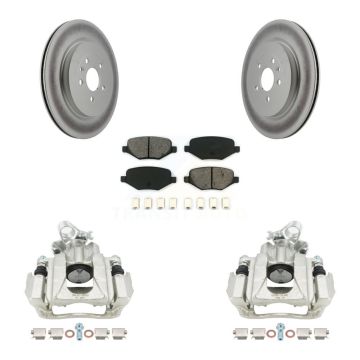 Rear Disc Brake Caliper Coated Rotor And Semi-Metallic Pad Kit For Ford Flex Lincoln MKS KCG-100115S