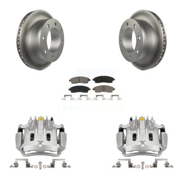 Rear Disc Brake Caliper Coated Rotors And Ceramic Pads Kit For Ford Excursion KCG-100116C
