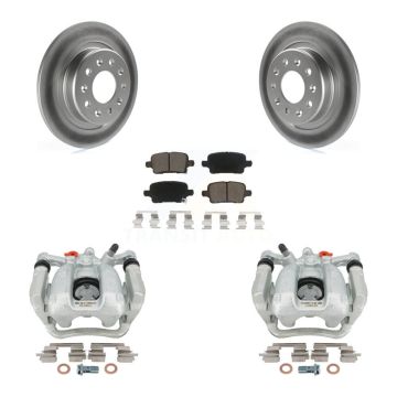 Rear Brake Caliper Coat Rotor & Ceramic Pad Kit For Chevrolet Equinox GMC Terrain Malibu KCG-100121C