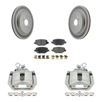 Rear Brake Caliper Coat Rotor Semi-Metallic Pad Kit For Ford Explorer Flex Taurus Police KCG-100125P