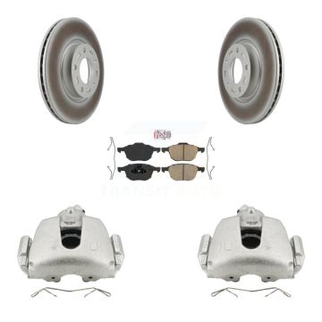 Front Brake Caliper Coat Rotors & Ceramic Pad Kit For 2010 Mazda 3 Sport GS GT with 2.5L KCG-100133N