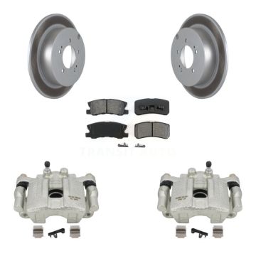 Rear Disc Brake Caliper Coated Rotors And Semi-Metallic Pad Kit For Mitsubishi Outlander KCG-100134S
