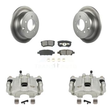 Rear Brake Caliper Coat Rotors Semi-Metallic Pad Kit For Dodge Caliber Mitsubishi Lancer KCG-100136S