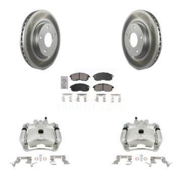 Front Disc Brake Caliper Coated Rotors And Ceramic Pads Kit For Nissan Sentra KCG-100138N