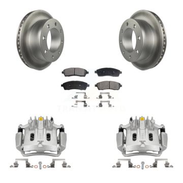 Rear Disc Brake Caliper Coated Rotors And Ceramic Pads Kit For Ford Excursion KCG-100140T