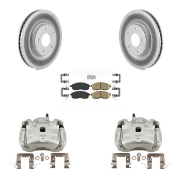 Front Brake Caliper Coat Rotors & Ceramic Pad Kit For 07-10 Nissan Sentra SE-R with 2.5L KCG-100141N