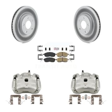 Front Brake Caliper Coat Rotors & Ceramic Pad Kit For 07-10 Nissan Sentra SE-R with 2.5L KCG-100142N