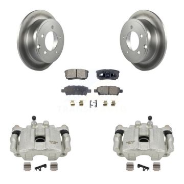 Rear Brake Caliper Coat Rotors Semi-Metallic Pad Kit For Dodge Caliber Mitsubishi Lancer KCG-100143P