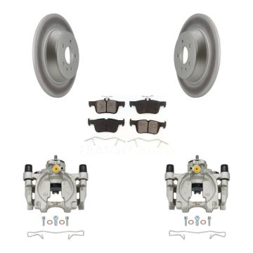Rear Brake Caliper Coat Rotor & Semi-Metallic Pad Kit For Ford Escape Fusion Lincoln MKC KCG-100145S