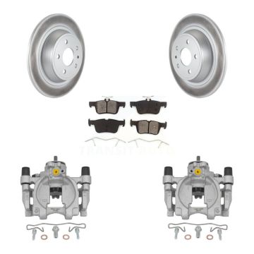 Rear Disc Brake Caliper Coat Rotor And Semi-Metallic Pad Kit For Ford Fusion Lincoln MKZ KCG-100146S