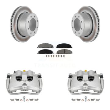 Rear Disc Brake Caliper Coated Rotors And Semi-Metallic Pads Kit For Ram 3500 2500 Dodge KCG-100150S