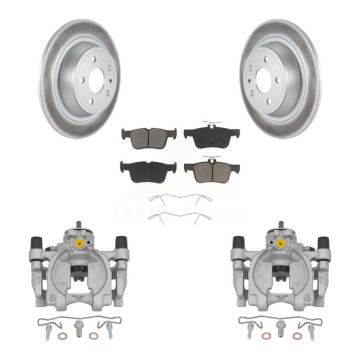 Rear Disc Brake Caliper Coated Rotors And Ceramic Pads Kit For Ford Fusion Lincoln MKZ KCG-100153C