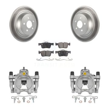 Rear Brake Caliper Coat Rotor & Semi-Metallic Pad Kit For Ford Fusion Lincoln MKZ Police KCG-100155P