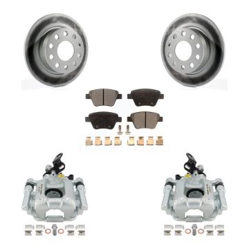 Rear Disc Brake Caliper Coated Rotors And Ceramic Pad Kit For Volkswagen Audi A3 Eos GTI KCG-100156T