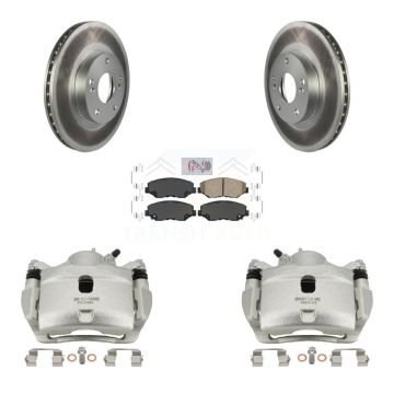 Front Disc Brake Caliper Coated Rotors And Ceramic Pads Kit For Honda Civic CR-Z KCG-100157N
