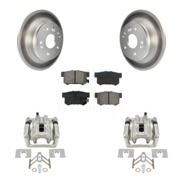 Rear Disc Brake Caliper Coat Rotors And Semi-Metallic Pad Kit For Acura TL Honda Element KCG-100158S