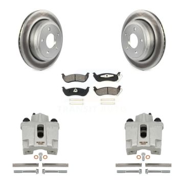 Rear Disc Brake Caliper Coated Rotor And Semi-Metallic Pad Kit For 2010-2011 Ford Ranger KCG-100160S