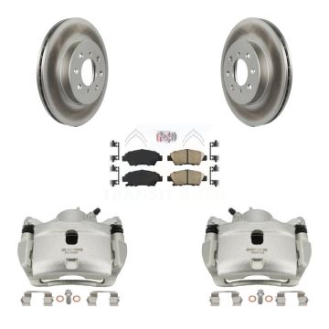 Front Disc Brake Caliper Coated Rotor And Ceramic Pad Kit For 2014 Honda Fit LX Sport DX KCG-100161N
