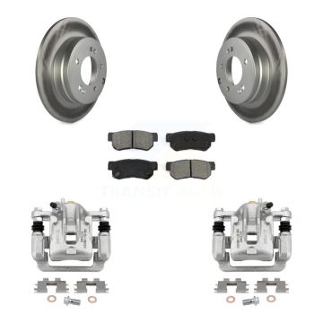 Rear Disc Brake Caliper Coated Rotors And Semi-Metallic Pads Kit For Hyundai Sonata 3.3L KCG-100165S