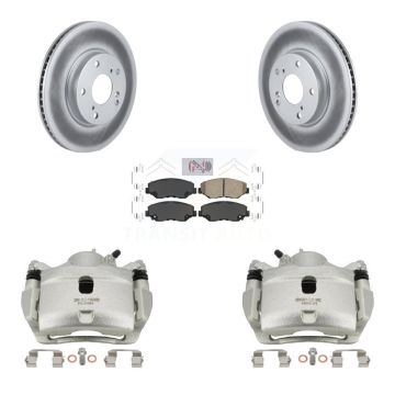 Front Disc Brake Caliper Coated Rotors And Ceramic Pads Kit For Honda Civic KCG-100166N