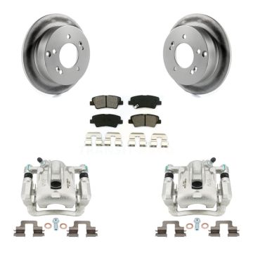 Rear Brake Caliper Coat Rotors & Semi-Metallic Pad Kit For 2009-2010 Hyundai Sonata 2.4L KCG-100166S