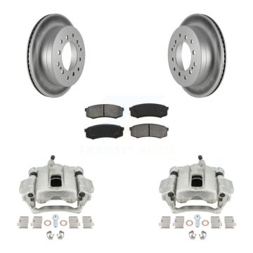 Rear Disc Brake Caliper Coat Rotors Semi-Metallic Pad Kit For Toyota Sequoia Lexus GX470 KCG-100167S