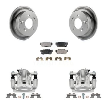 Rear Disc Brake Caliper Coat Rotor & Semi-Metallic Pad Kit For Hyundai Sonata Kia Optima KCG-100170P