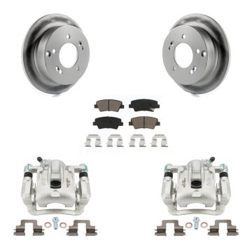 Rear Disc Brake Caliper Coat Rotor And Ceramic Pad Kit For 2009-2010 Hyundai Sonata 2.4L KCG-100173C