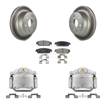 Rear Brake Caliper Coat Rotors Semi-Metallic Pad Kit For Chevrolet GMC Sierra 1500 Tahoe KCG-100176P