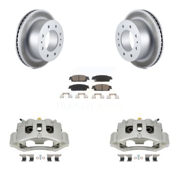 Rear Brake Caliper Coat Rotor & Ceramic Pad Kit For Chevrolet Suburban With 8 Lug Wheels KCG-100179C
