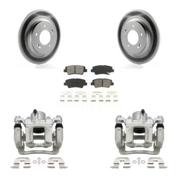 Rear Disc Brake Caliper Coated Rotors And Semi-Metallic Pad Kit For 2013 Kia Optima 2.4L KCG-100179S